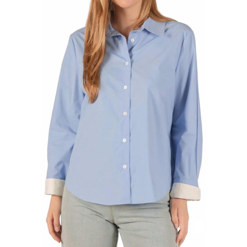 NEW BEFORE YOU COLLECTION poplin cuff button shirt in blue